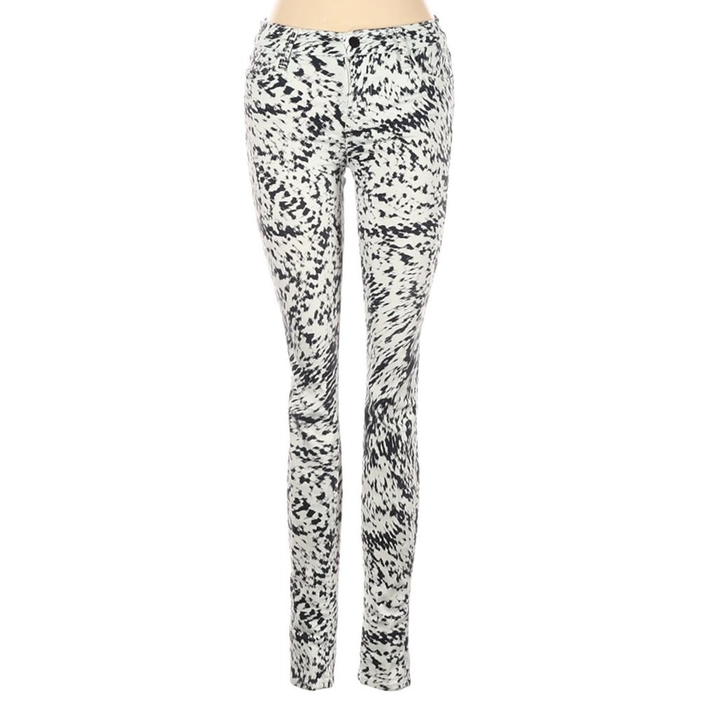 J Brand Jeans White Blue Geometric Skinny Leg High Rise Sz 26 #449